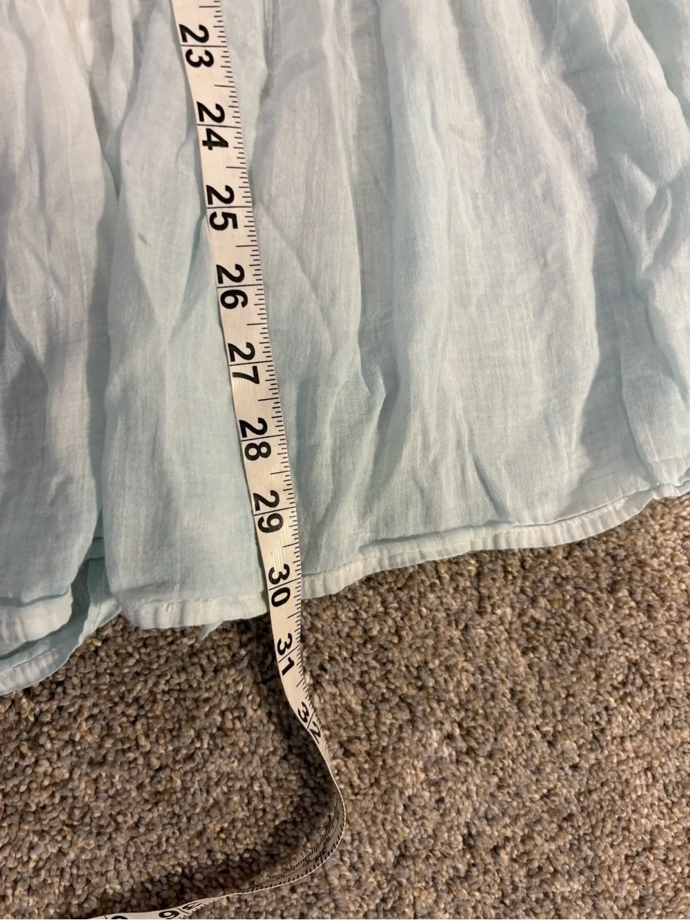 Free People Light Blue Linen Sleeveless Round Neck Mini Dress Ruffle Hem Medium